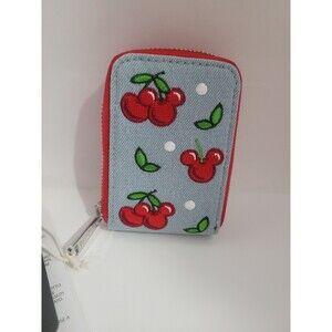 Loungefly Disney Mickey Mouse Cherries Denim Accordion Wallet